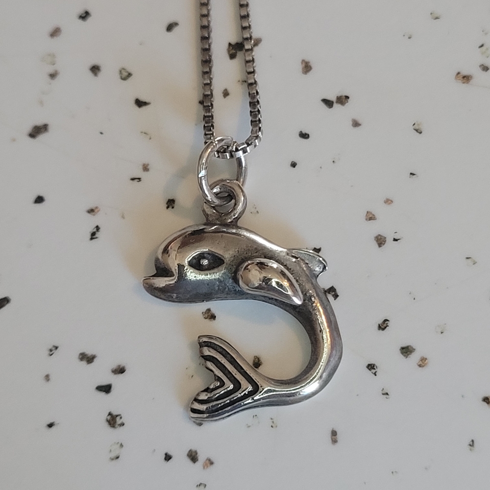 Silver Dolphin Pendant Necklace